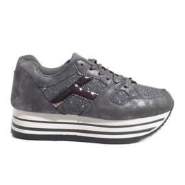 Gray fashionable women's sports shoes 1306 grey