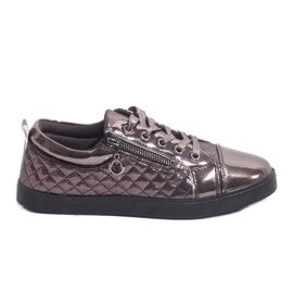 Dark silver fashionable women's sneakers R19-10 grey