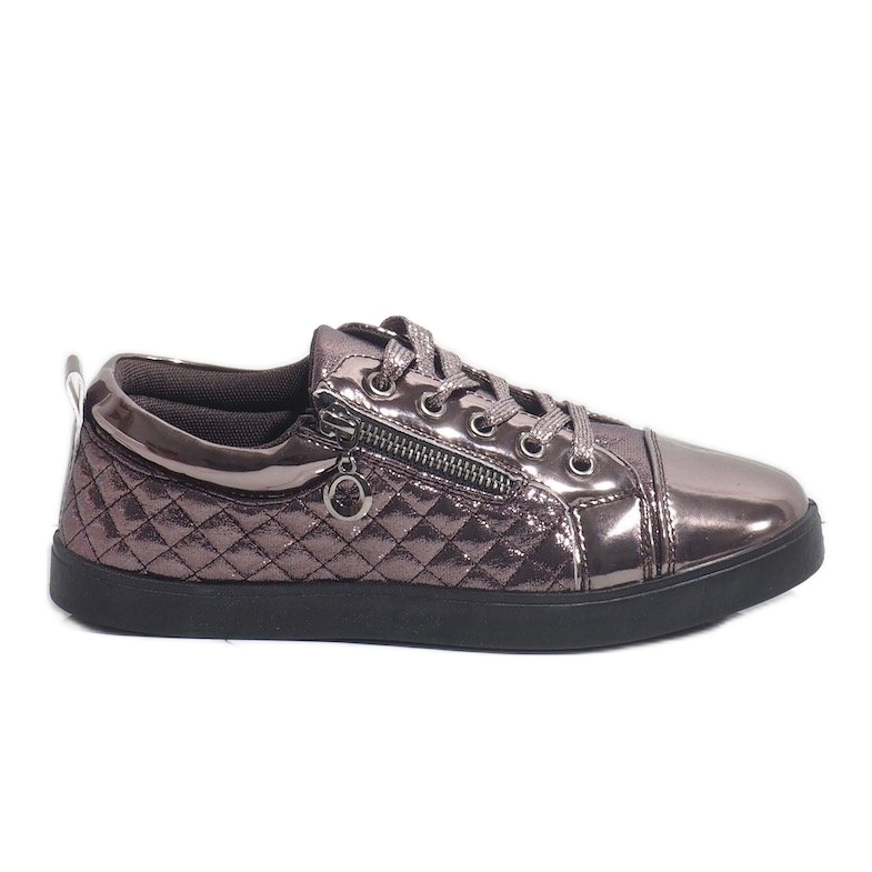 Dark silver fashionable women's sneakers R19-10 grey