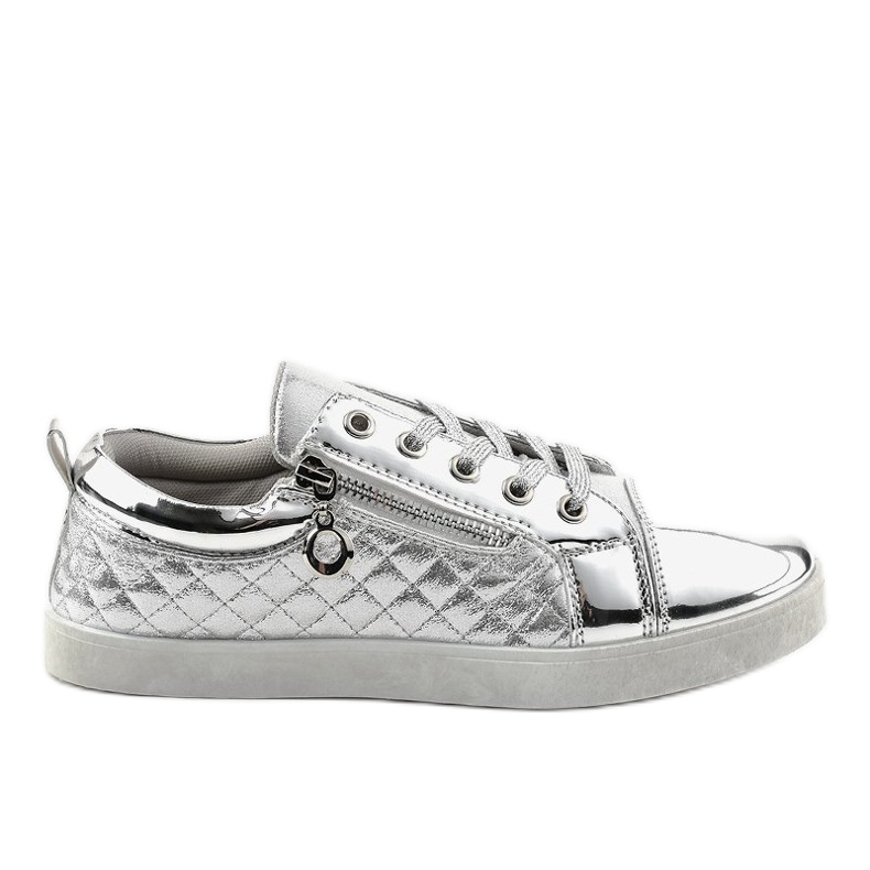 Silver fashionable women's sneakers R19-3 grey