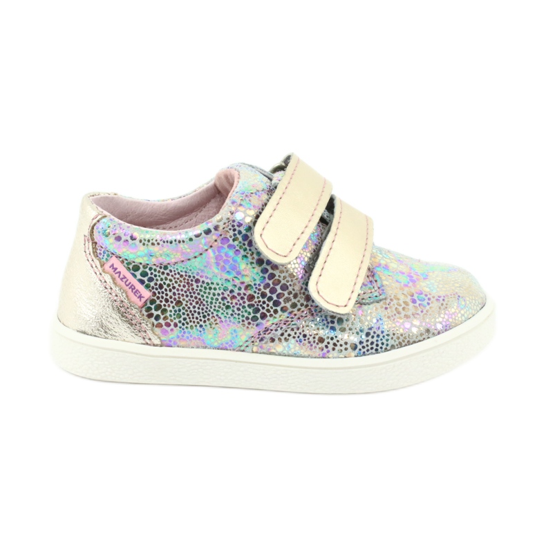 Girls' Holographic leather shoes for Velcro 1327 purple mazurek violet