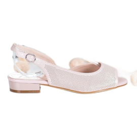 Sergio Leone Openwork Sandals On Low Heels pink
