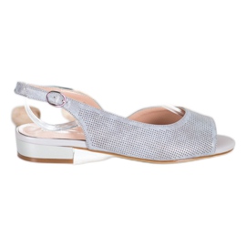 Sergio Leone Openwork Sandals On Low Heels grey Sergio Leone Openwork Sandals On Low Heels grey