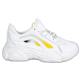 SHELOVET Fashionable Sneakers On The Platform white yellow