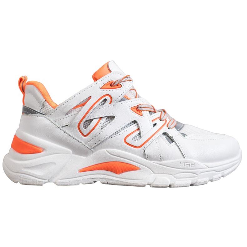 Small Swan Comfortable Eco Leather Sneakers white orange Small Swan Comfortable Eco Leather Sneakers white orange