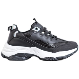 SHELOVET Snake Print Platform Sneakers black