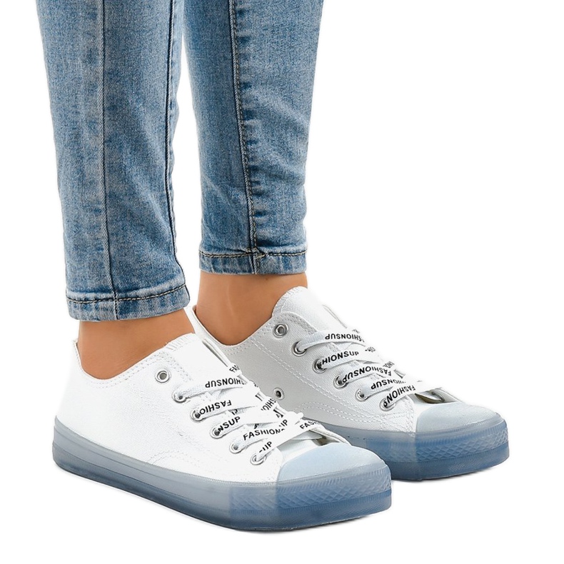 White sneakers with a blue soles LTD205-1 White sneakers with a blue soles LTD205-1