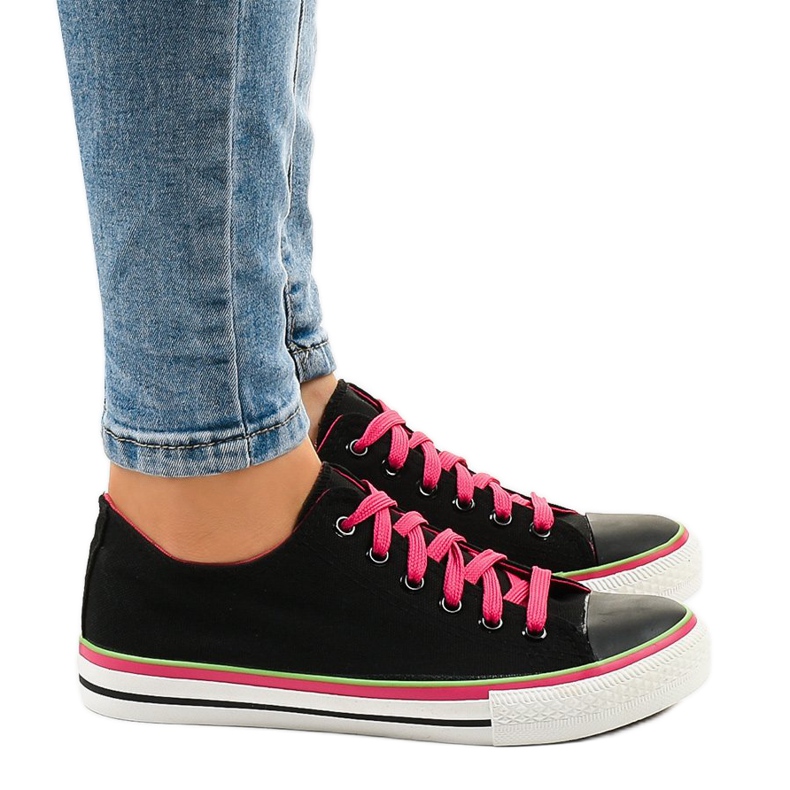 Black classic low sneakers W03 green