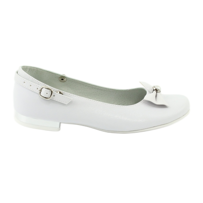 Miko Children's white communion ballerinas with a bow 806