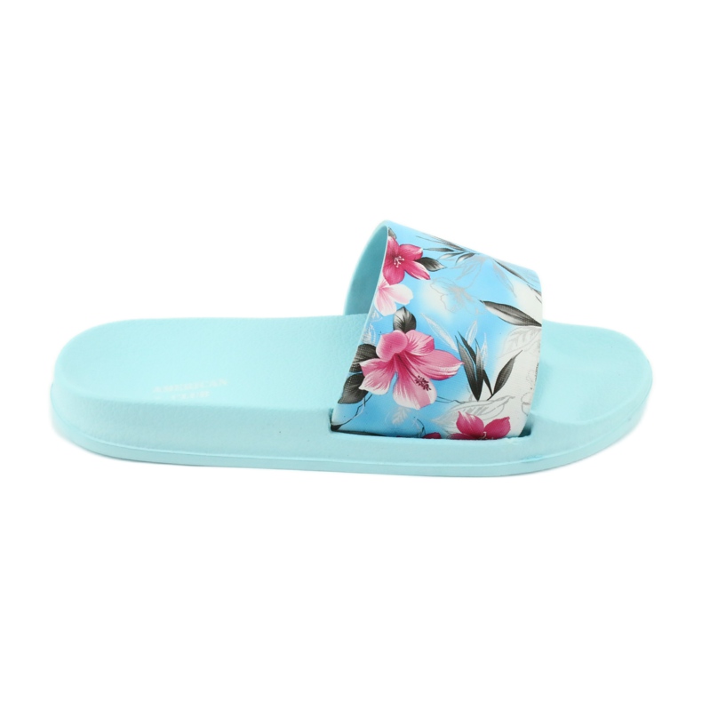 American Club profiled flowers slippers white blue pink grey green