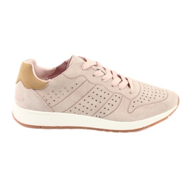 American Club AA06 leather sports shoes beige pink