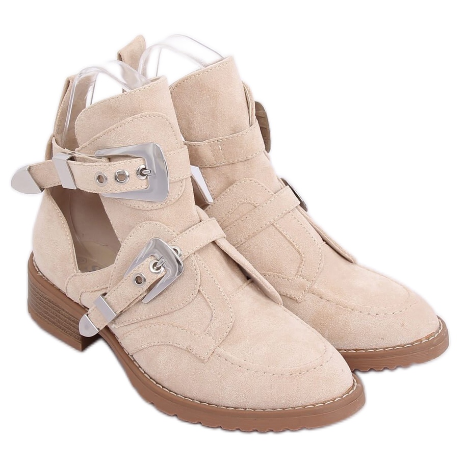 cut out boots beige