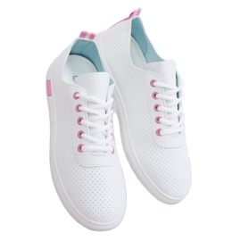 White and pink lace-up sneakers BB77 Fushia