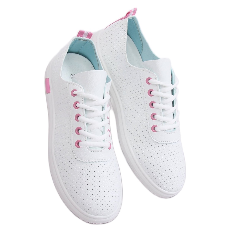 White and pink lace-up sneakers BB77 Fushia