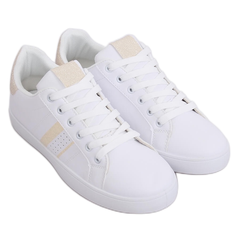 White women's sneakers K-388 WHITE / GOLD White women's sneakers K-388 WHITE / GOLD