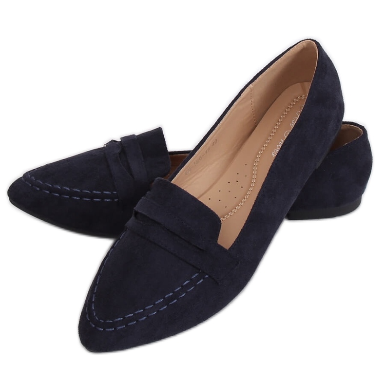 Women's navy blue loafers CH-1M6 Blue