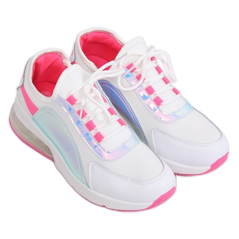 White women's sports shoes F-3336 WHITE / FUSHIA pink