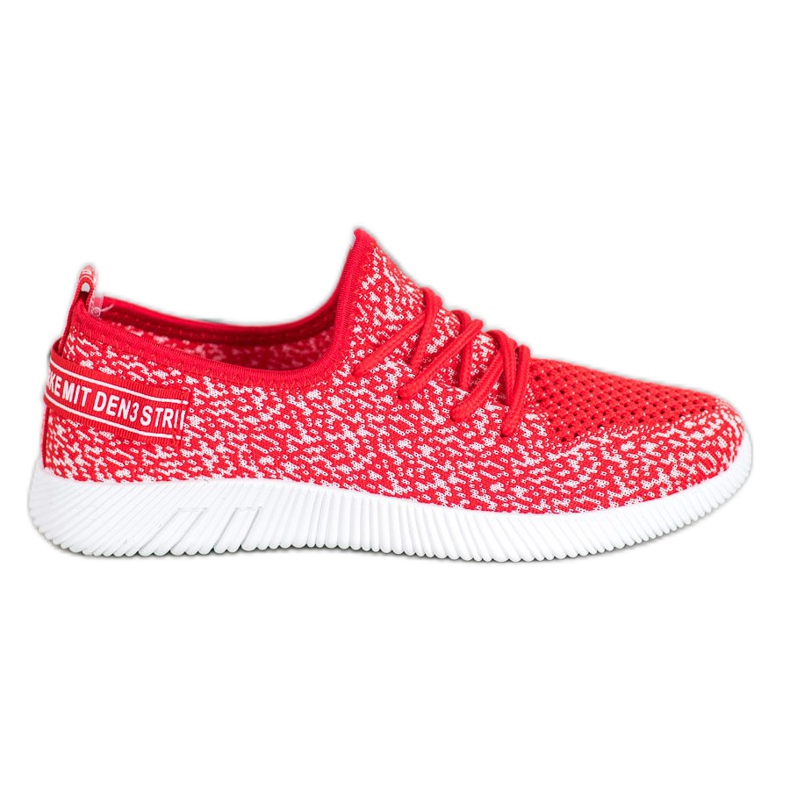 SHELOVET Openwork Textile Sneakers white red