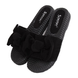 Black women's slippers with a bow YQ225P Black Black women's slippers with a bow YQ225P Black
