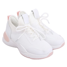 White mesh sports shoes B0-547 Pink