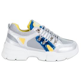 Bella Paris Fashion Sneakers With Mesh grey multicolored