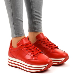 Red fashionable women's sports shoes 230-4