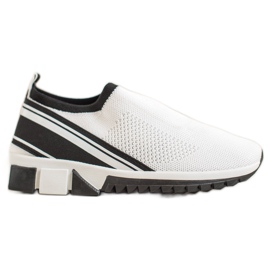 SHELOVET Slip-on Shoes With Mesh white black SHELOVET Slip-on Shoes With Mesh white black