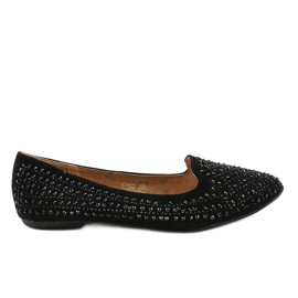 Black ballerina moccasins decorated with F160 Black ballerina moccasins decorated with F160