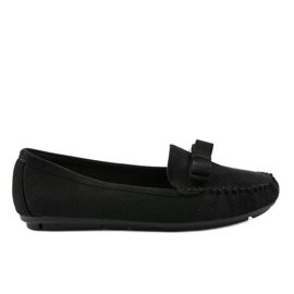 Black loafers with a bow 9F150