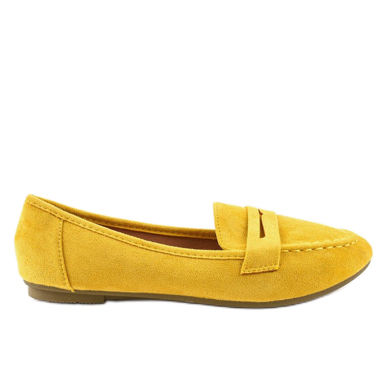 Yellow eco-suede ballerina loafers B2030 Yellow eco-suede ballerina loafers B2030
