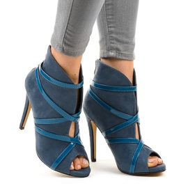 Blue suede high heels SY-20