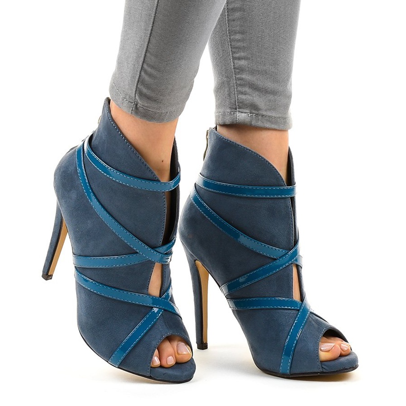 Blue suede high heels SY-20