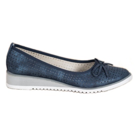 Goodin Openwork wedge pumps blue