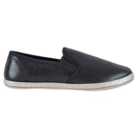 SHELOVET Shiny Slip On Shoes black