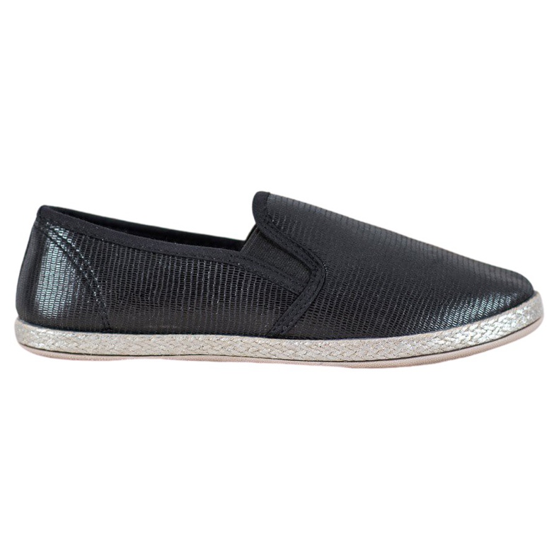 SHELOVET Shiny Slip On Shoes black