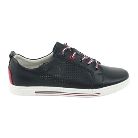 Leather shoes sneakers FILIPPO DP008 red navy blue