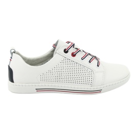 Leather shoes sneakers FILIPPO DP008 white navy blue
