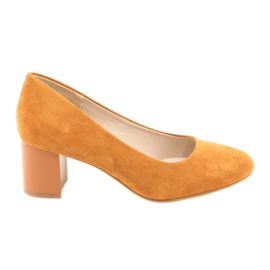 M.Daszyński Women's pumps SA173 Camel leather insert yellow M.Daszyński Women's pumps SA173 Camel leather insert yellow