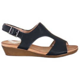 Small Swan Black Sandals On Wedge