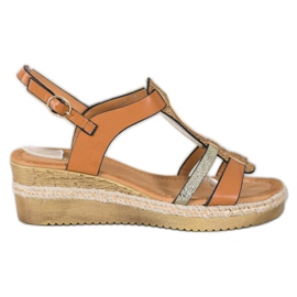 Small Swan Wedge Sandals brown yellow Small Swan Wedge Sandals brown yellow