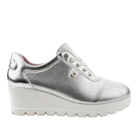Silver Fashionable Wedge Sneakers JFL662-2 grey