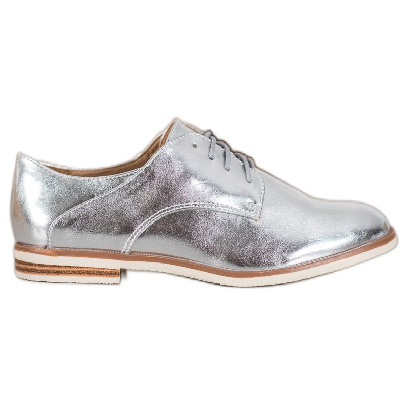 SHELOVET Silver shoes with eco leather grey
