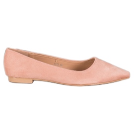 SHELOVET Suede Ballerina In Spitz pink