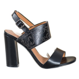 Small Swan Sandals With Pattern black