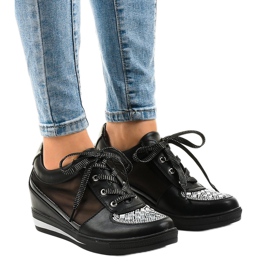 Black mesh sneakers on the wedge TL-29