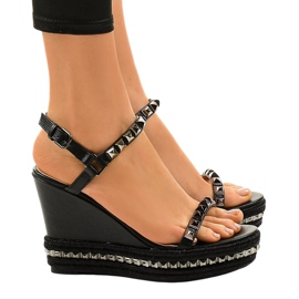 Black wedge sandals with studs 1926