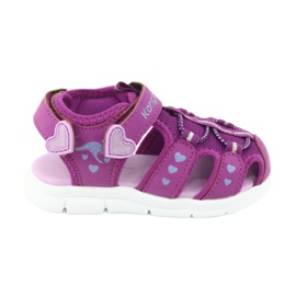 Sandals girls with hearts Kangaroos 02035 violet pink grey