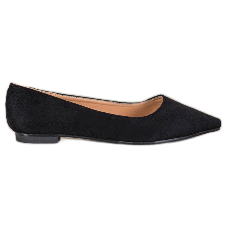 SHELOVET Suede Ballerina In Spitz black