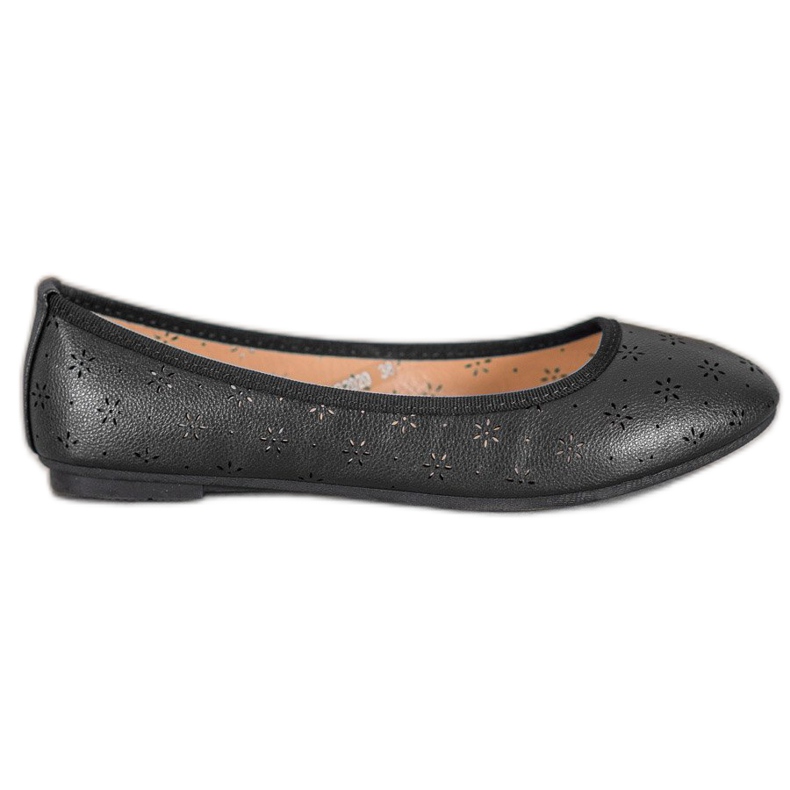 Fama Ballerinas With Openwork Pattern black