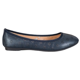 Fama Ballerinas With Openwork Pattern blue